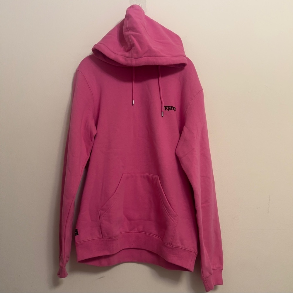 10.Deep Fuchsia Distressed Hoodie Sweatshirt Medium